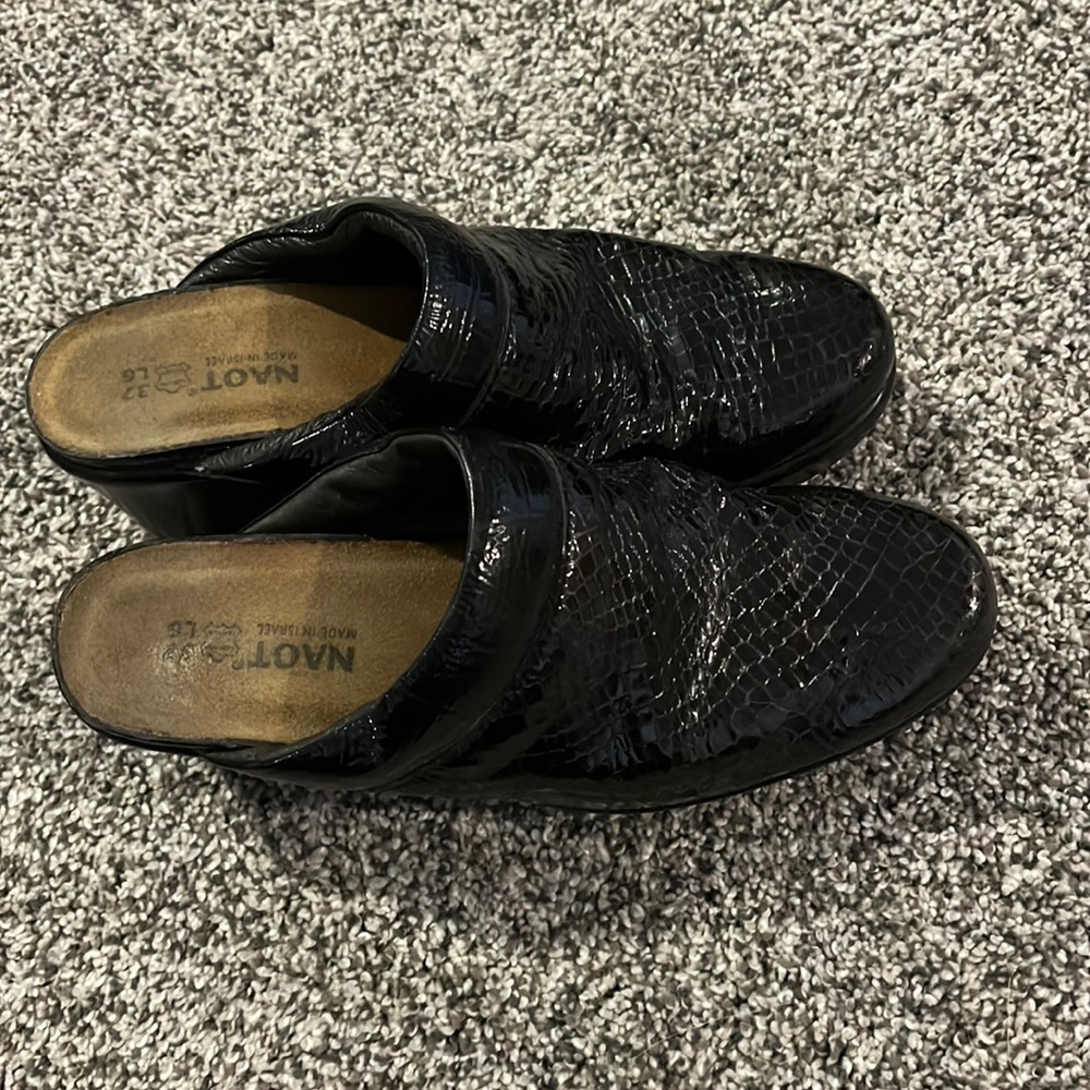 NAOT patent leather shoes